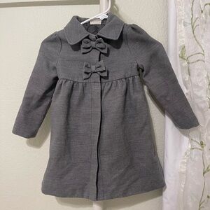 Chic Gray Bow-Accent Coat for Kids